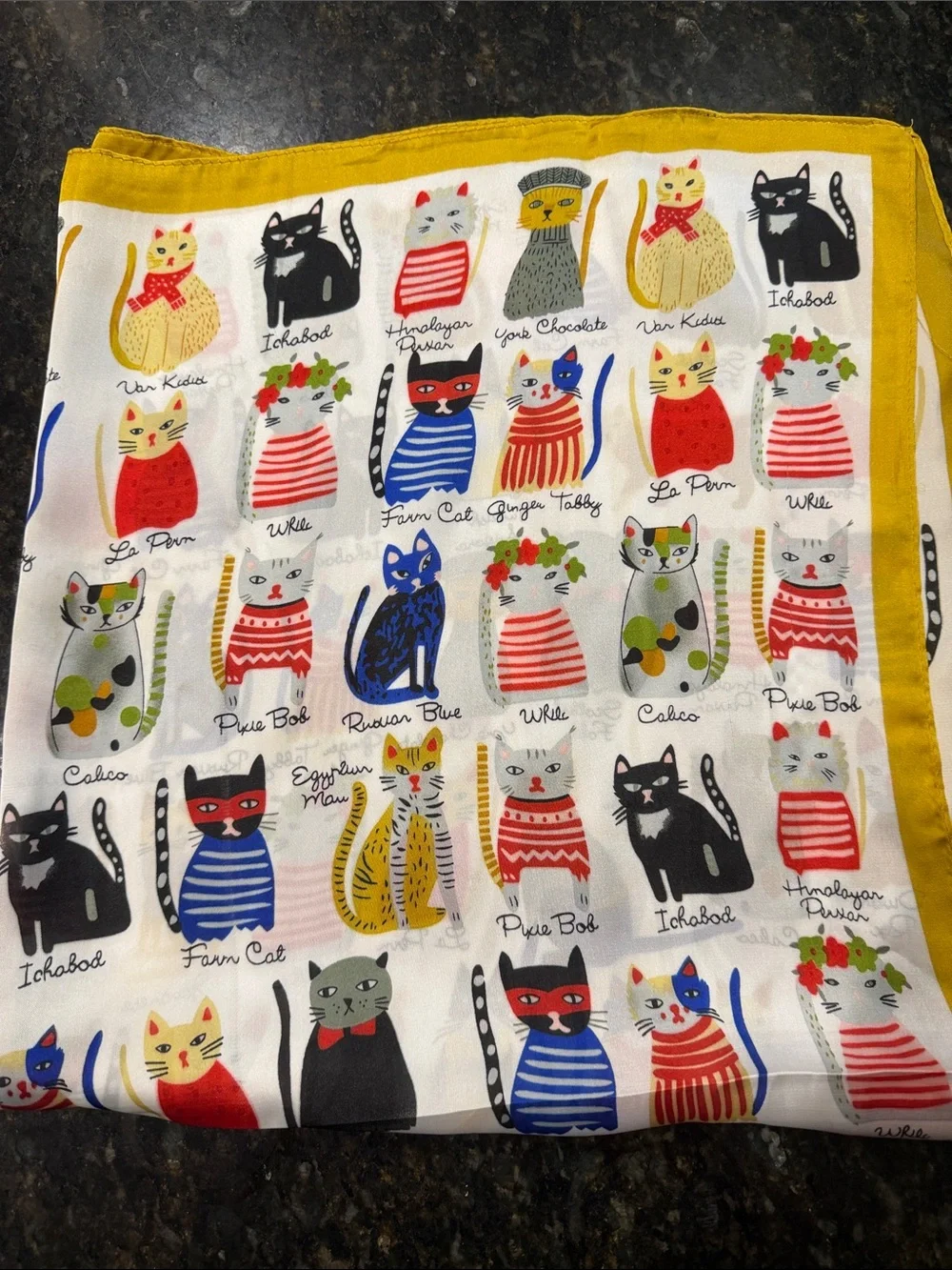 Cute Silky Cat Scarf Square 27” New